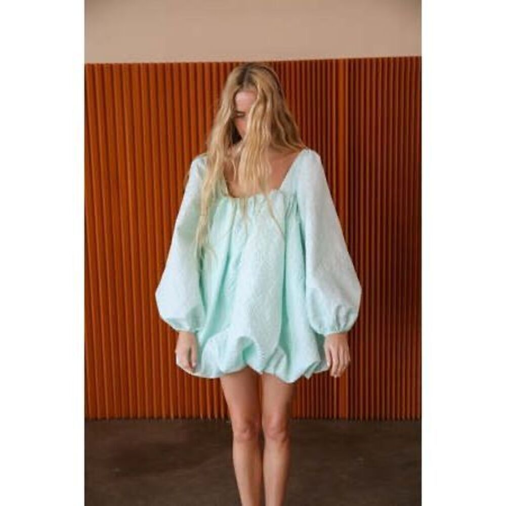 JULIETTE FABBRICAIT BALLOON DRESS - SEAFOAM BROCADE size 1 or Small - Picture 5 of 8